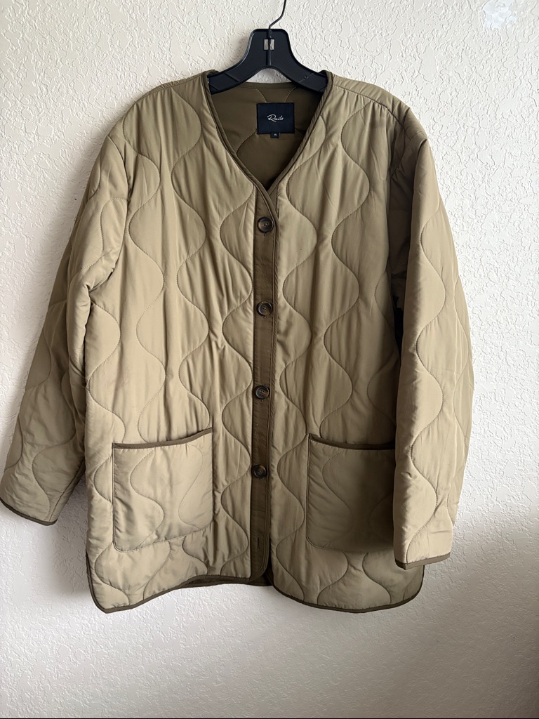 Rails Quilted Button-Front Puffer Jacket In Olive Green